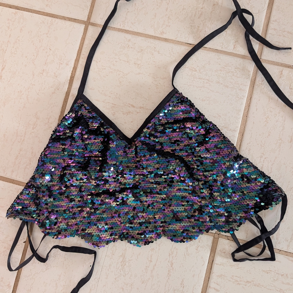 iHeartRaves Black Sequin Top